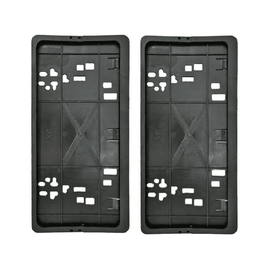 Universal Car Number Plate Frame – Heavy Duty Black Plastic License Plate Holder (Set of 2) | Front & Rear Bumper Mounting Frame for Cars, SUVs & Trucks |