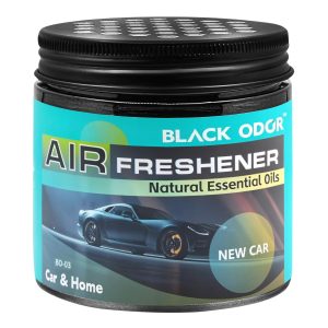 Black Odor Air Freshener with Natural Essential Oils, 180g - Ideal for Car & Home, Long-Lasting Fragrance, Odor Eliminator (New Car)