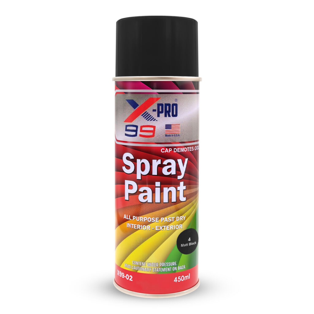 X-PRO 99 Spray Paint All Purpose Fast Dry for Interior & Exterior Use, 450ml – Multipurpose Application for Wood, Metal, and Walls ( Matt Black)