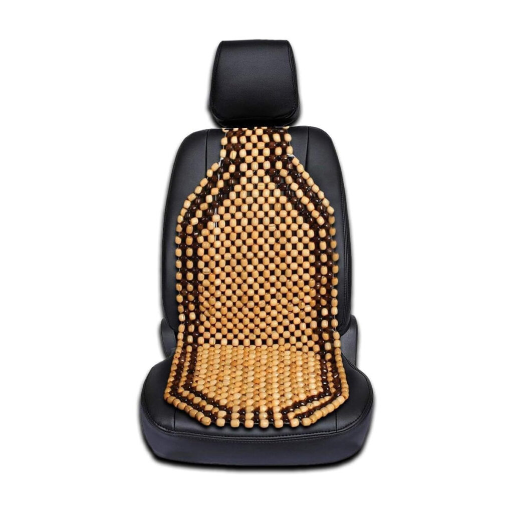 Premium Wooden Bead Car Seat Cover Cushion for Car, Truck & Office Chair – High-Quality Natural Wood Beads Massage Seat Pad for Comfort, Ventilation & Back Support