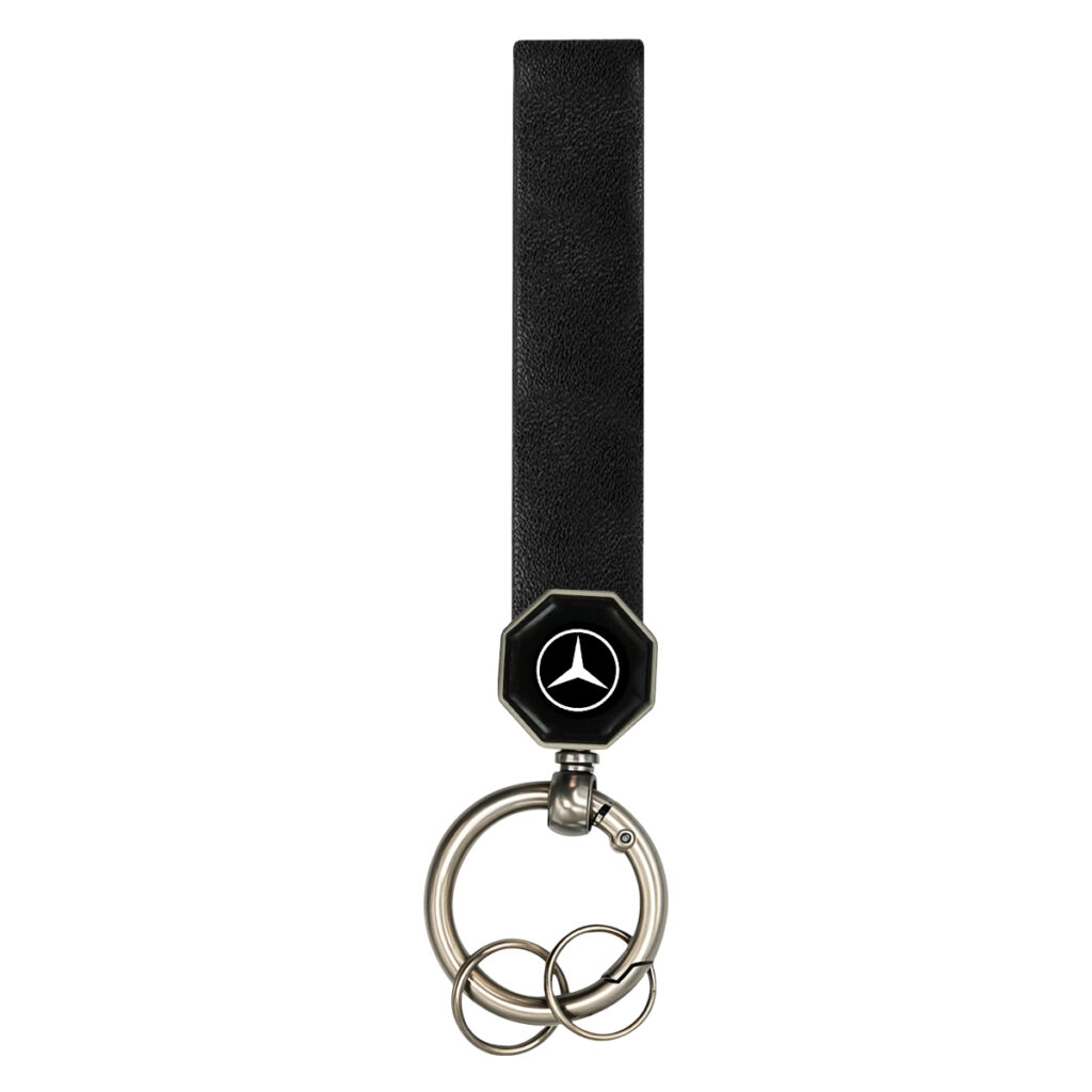 AGC Premium Leather Car Keychain Compatible with Mercedes-Benz | 360° Rotating Metal Key Ring | Double Screw Fixing | Soft Genuine Leather Strap | Heavy-Duty Spring Ring | Stylish Car Key Holder for Men & Women