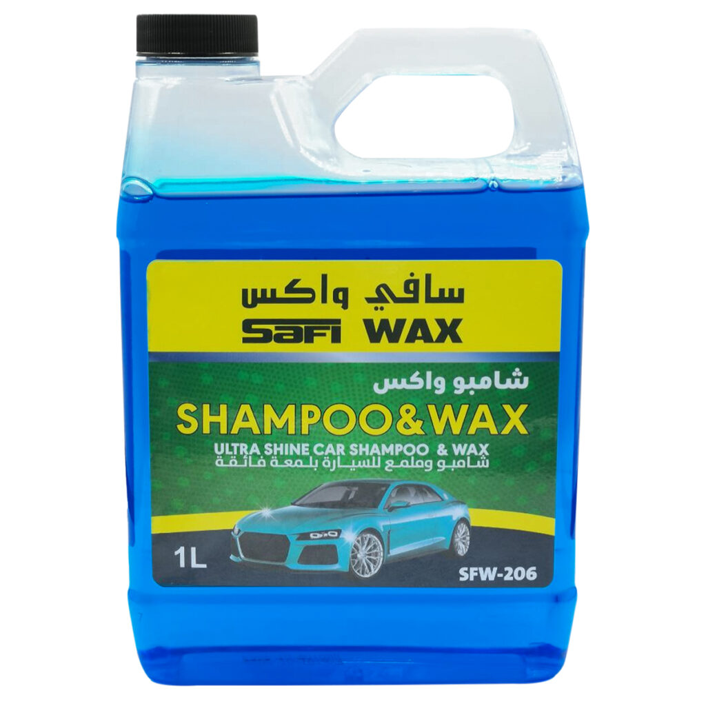 SAFI WAX Shampoo & Wax Ultra Shine Car Shampoo with Wax 1 Liter for Exterior Wash, Cleaning, Protection & Gloss Finish SFW-206
