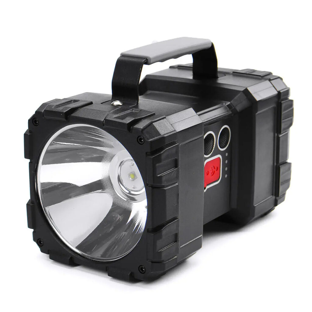 Rechargeable LED Spotlight Flashlight with Floodlight, Portable Work Light with Handle, 3 Light Modes High Medium Low, USB Charging, Battery Indicator, Outdoor Emergency Camping Search Light W844