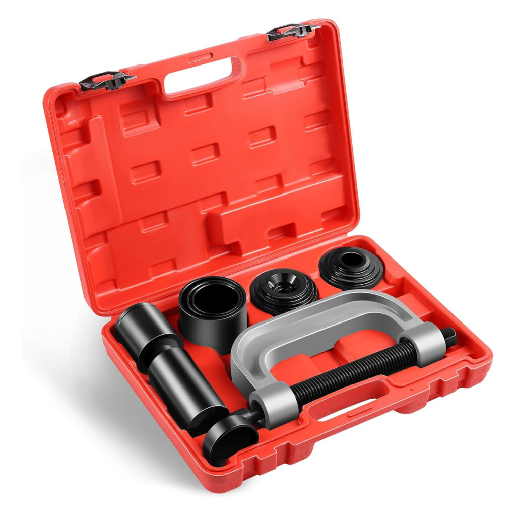 DEFAONS Ball Joint Press Tool Kit with C Frame, Heavy Duty Ball Joint Removal and Installation Tool Set for Cars, SUVs, Vans, Light Trucks, Forged Steel Screw, Anti-Corrosion Frame, Professional Suspension Service Kit 4858