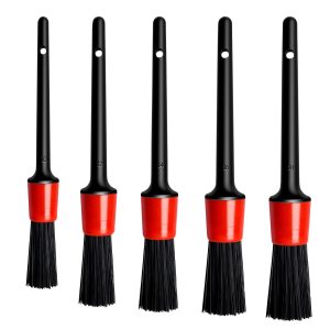 5PCS Car Detailing Brush Set – Interior Exterior Cleaning Brushes for Dashboard Air Vents Seats Screens Wheels Emblems, Soft Fiber Bristles, Scratch Free Auto Detailing Brushes for Car Motorcycle Home Cleaning