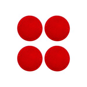 High Visibility Red Reflective Car Safety Reflector Stickers | Round Reflective Tape for Vehicles | Night Warning Reflector for Car, Truck, Trailer, Bus, Bicycle | Self Adhesive Reflective Dots – Pack of 4