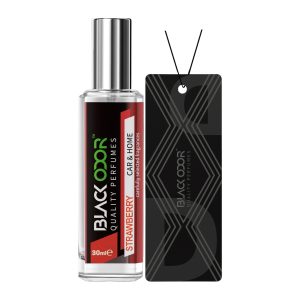 BLACK ODOR Strawberry Car & Home Air Perfume 30ml with Hanging Freshener Tag, Natural Essential Oil Based, No Alcohol No Gas, Long Lasting Air Freshener for Car Interior, Home, Office, SUVs and Sedans BO-34