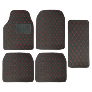 Premium Universal Car Floor Mats Set, 5 Layer Leather Look Anti Slip Car Mats, Odorless All Weather Vehicle Floor Protection with Wear Resistant XPE Backing for Front and Rear Seats