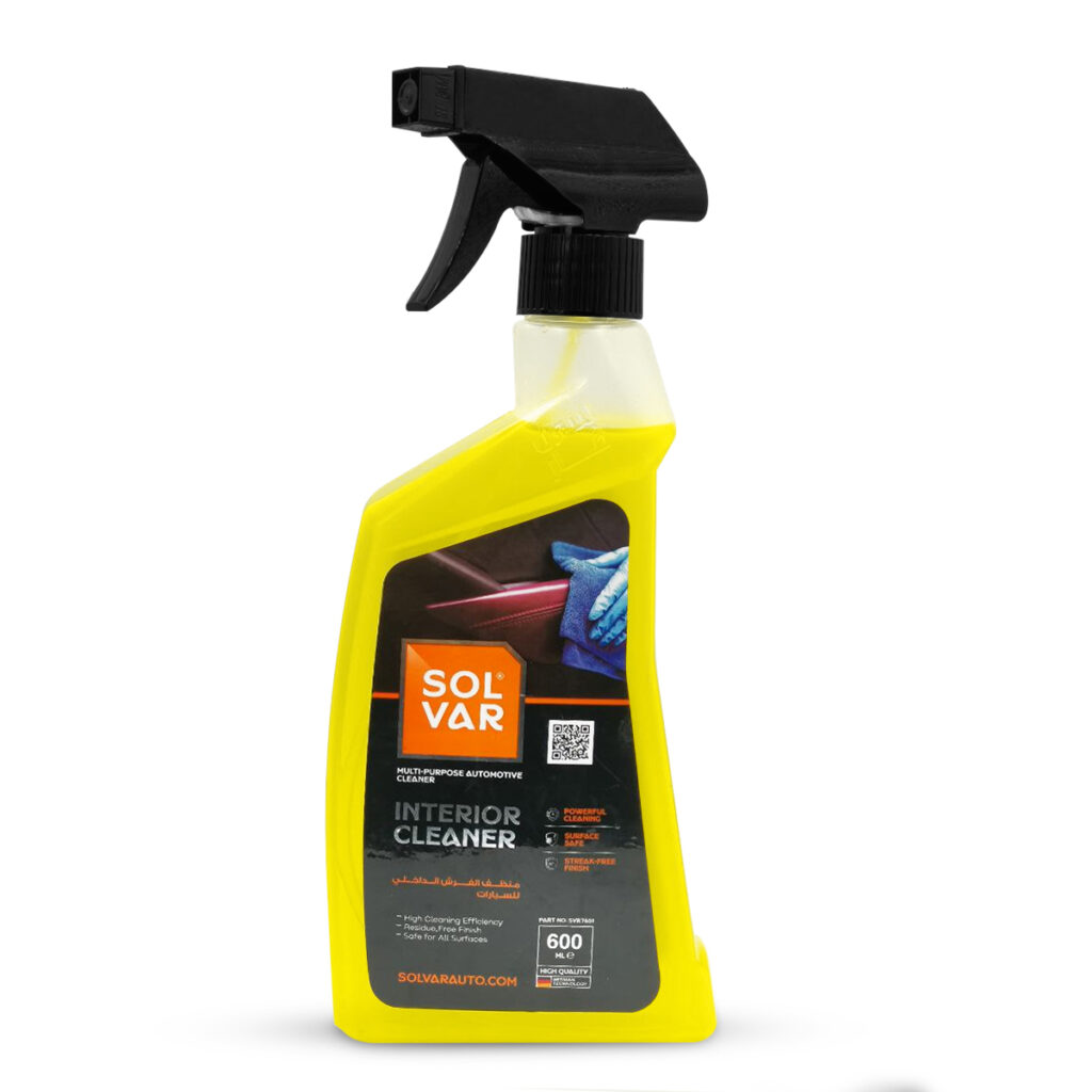 SOLVAR Interior Cleaner 600ml Spray – All Purpose Car Interior Cleaner for Plastic Leather Vinyl Rubber, Dashboard Door Panels Seats Center Console, Removes Dirt Stains Germs, Helps Prevent Fading Cracking, Safe for Light Colored Interiors