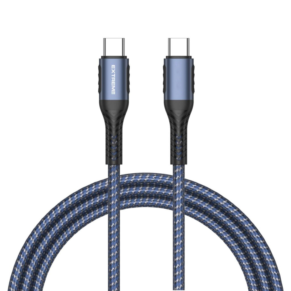 G-TIDE Extreme EXC58 Type-C to Type-C Fast Charging Cable | 60W PD | 3.0A Quick Charge | 1 Meter Braided Data Cable for Smartphones, Tablets & Laptops