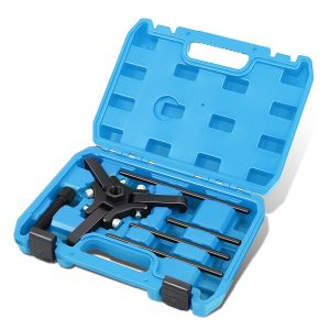 DEFOANS 6 PCS Harmonic Balancer Pulley Puller Kit, Heavy Duty All-Steel Harmonic Balancer Removal Tool Set with Spring-Loaded Legs, Black Oxide Finish, Professional Crankshaft Pulley Puller Kit with Storage Case